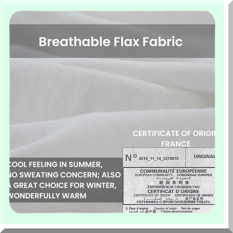 Embroidered Linen Dream Pillowcases - 100% French Flax, Pack of 2, Soft Breathable Washed Solid Color, Natural White, 20'' x 40''