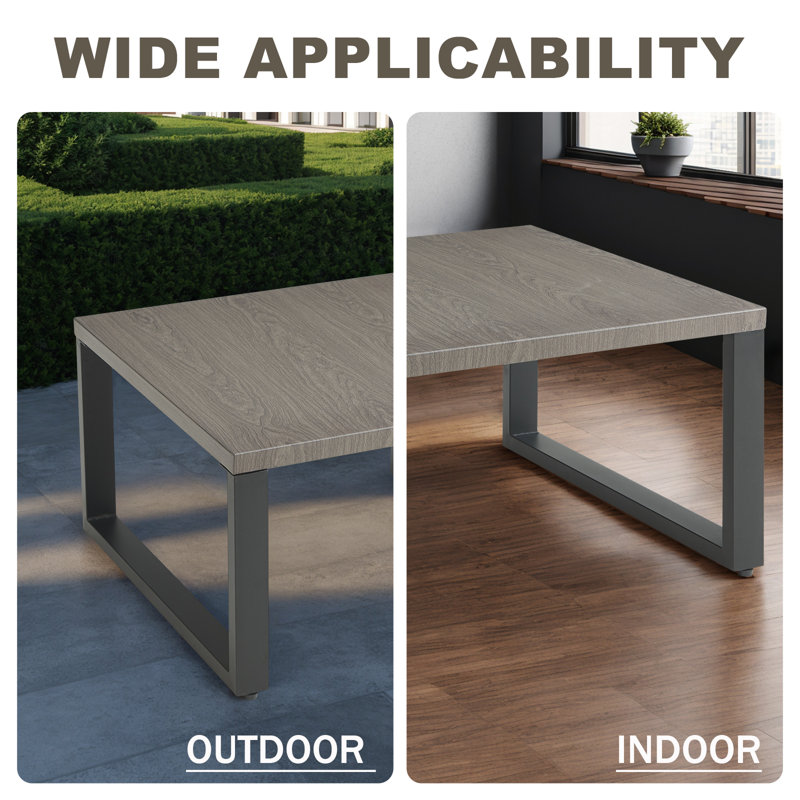 Naresa Modern Metal Patio Outdoor Coffee Table For Garden, Backyard And Porch, Gray