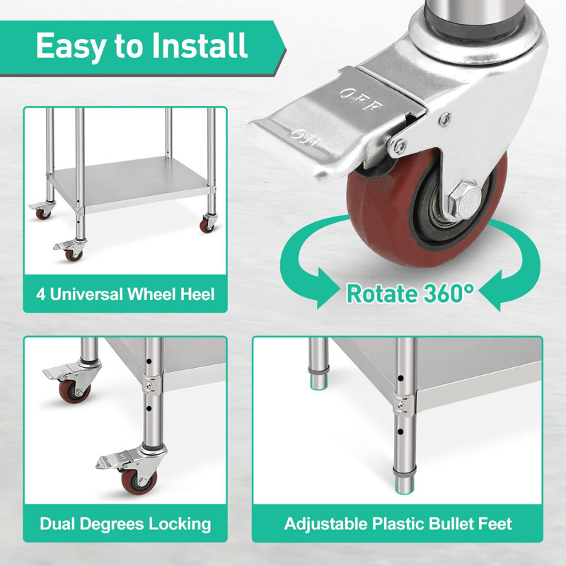 Stainless Steel Adjustable Height Commercial Work Table