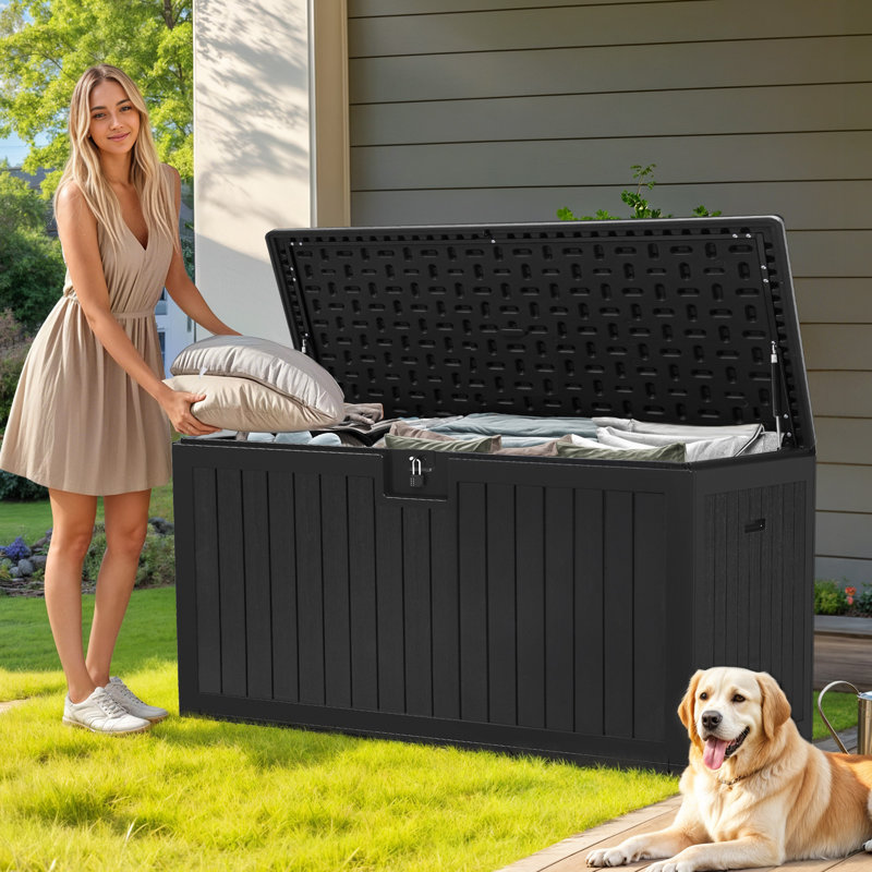 Balconera 137.9cm W 567.8L Lockable Deck Box, Black
