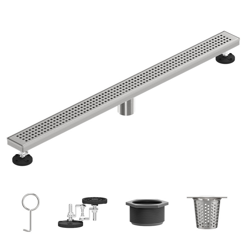 36 In. Shower Drain With 2-In-1 Tile Insert Panel Stainless Steel Linear Drain For Fast Drainage, Brushed Nickel