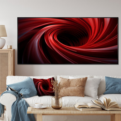 «Red Abstract Spiral Dreamscape II», art mural abstrait en spirale