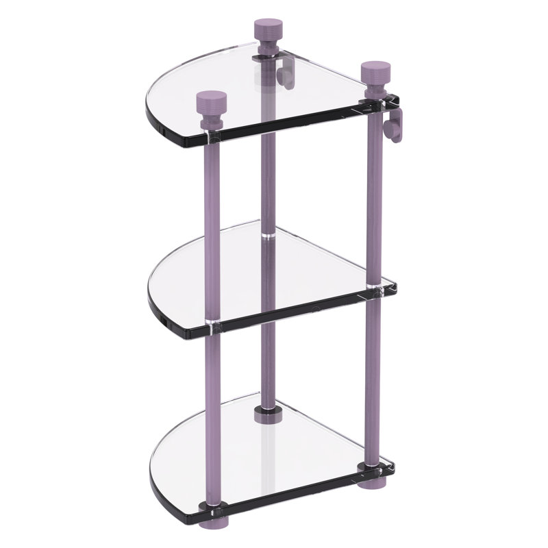 Foxtrot 1 Piece Corner Metal and Glass Shelf, Lavender