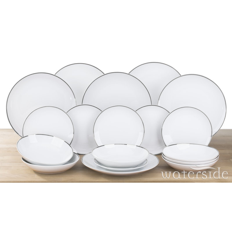 18pc 3mm Band Dinner Set, Platinum