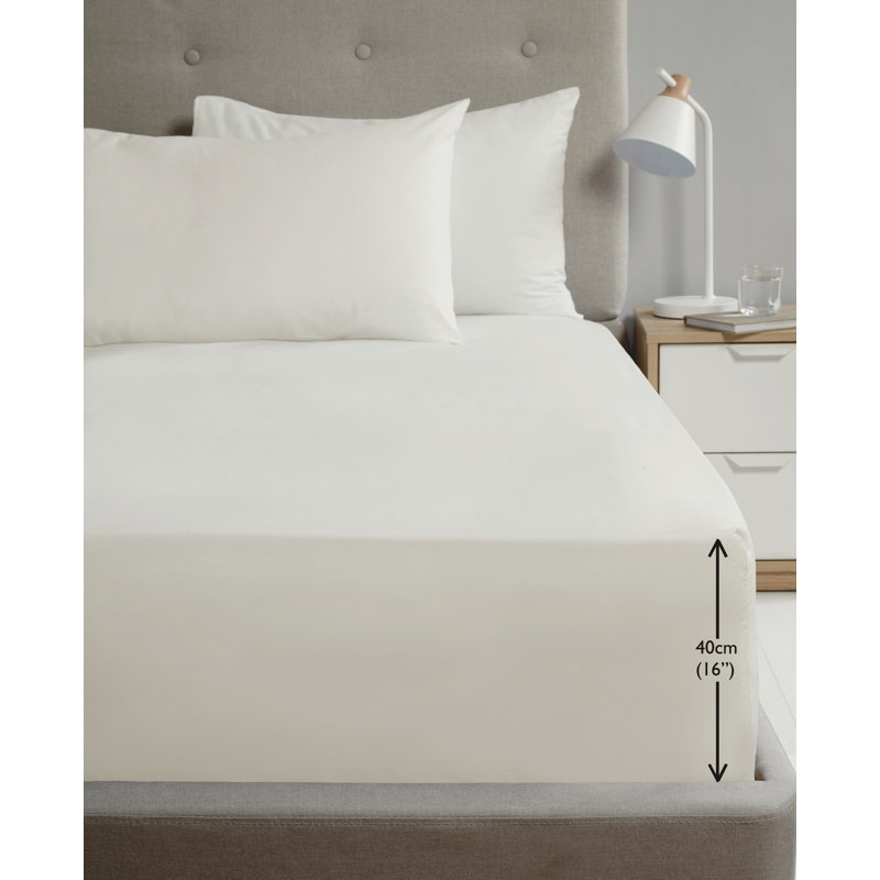 Asaru Cotton Blend Fitted Sheet, Super King (6'), Cream
