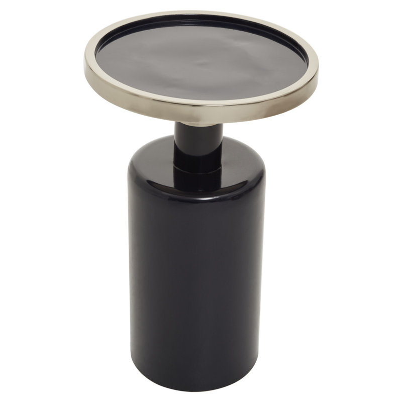 Albaro Pedestal End Table, Navy, Navy/Gold