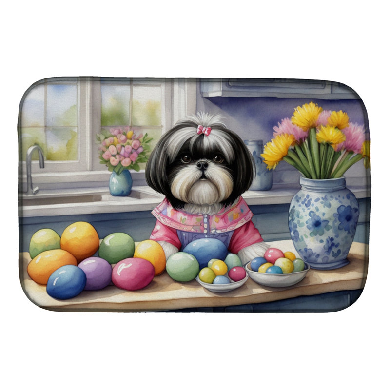 Decorating Easter Shih Tzu Dish Drying Mat