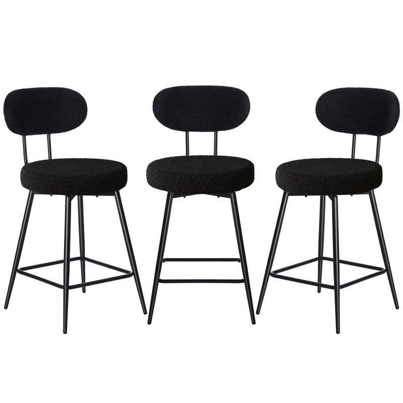 Tabourets de bar pivotants H 26 po à hauteur de comptoir avec repose-pieds réglables, Noir, 3