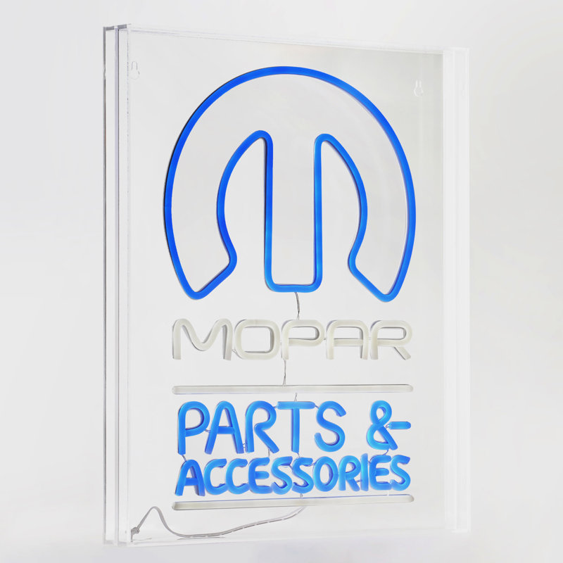 Retro Blue and White Acrylic LED Garage Sign