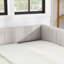 Lit de jour double avec canapé-lit tapissier, avec rayures verticales, tissu en lin, beige (82,5 po x 58 po x 30 po)