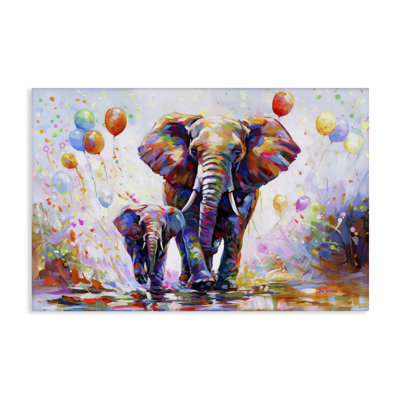 Éléphants et ballons, art mural par Leon Devenice