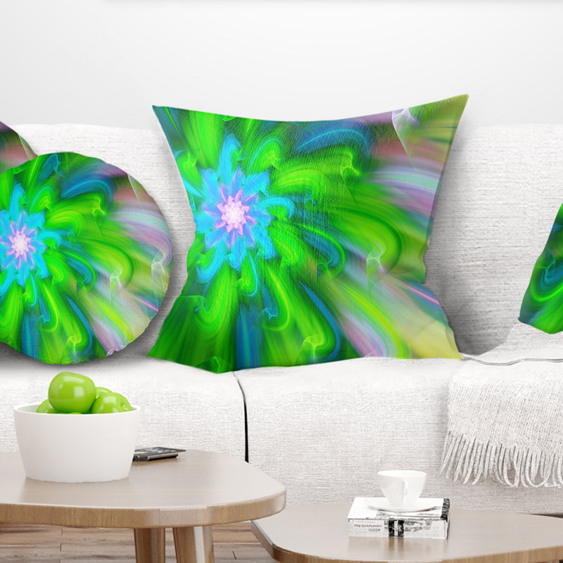 Pétales de fleurs - Coussin imprimé floral, 16 po x 1 po, Floral 4, Vert