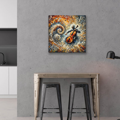  «Cello Player Abstract» par Rey Klimt, art mural en verre acrylique, 12 po x 12 po