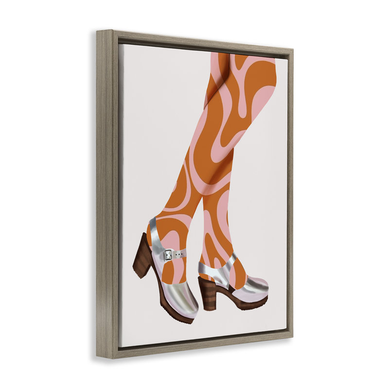 "Groovy Fashion Legs", art mural sur toile flottante par Saba Rauf, Cadre flottant orme Montalcino, H 31 po x l 25 po