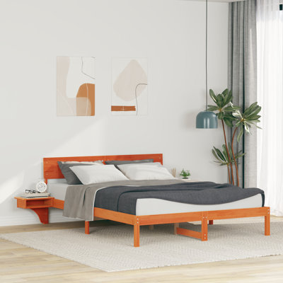 Bed Frame With Bedside Tables With Headboard