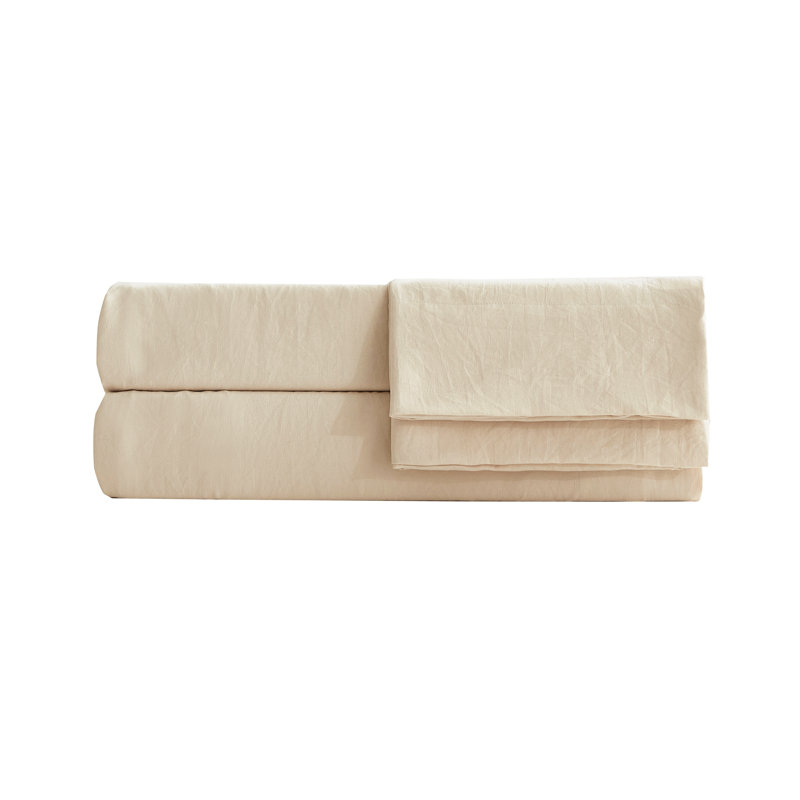 Washed Microfiber Bedding Microfiber Sheet Set, Sand, Queen Sheet Set + Fitted Sheet + 2 Pillowcases