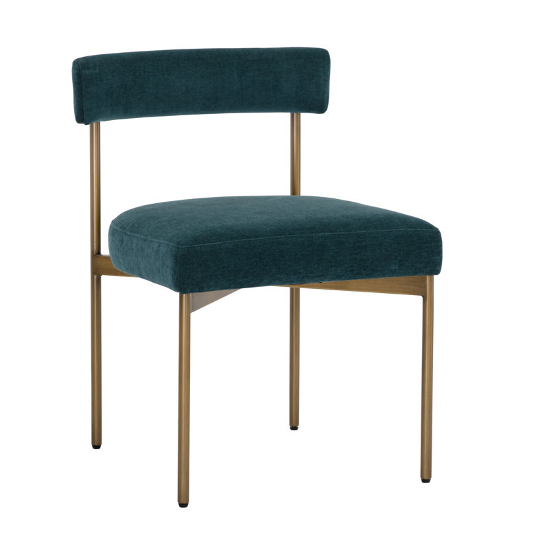 Seneca Upholstered Dining Chair, Teal, Gold