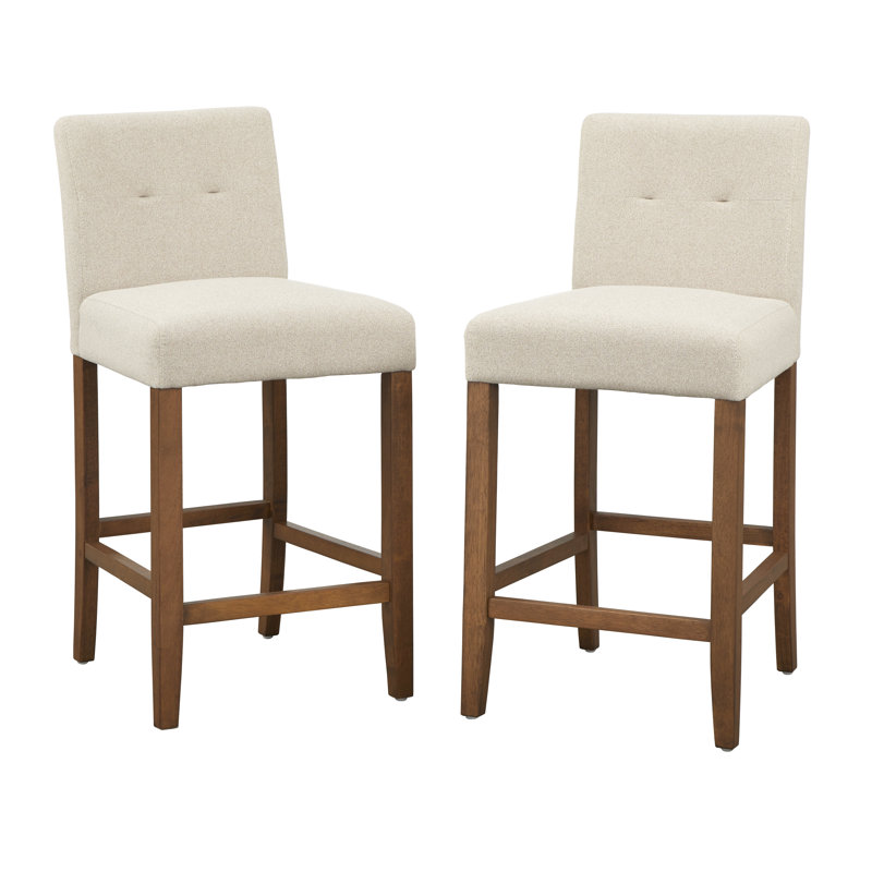 Armenda Upholstered Counter Stool with Solid Wood Frame, Tan