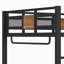 Lit mezzanine double avec bureau et tiroirs de rangement en tissu non tissé, structure de lit mezzanine en métal avec échelles