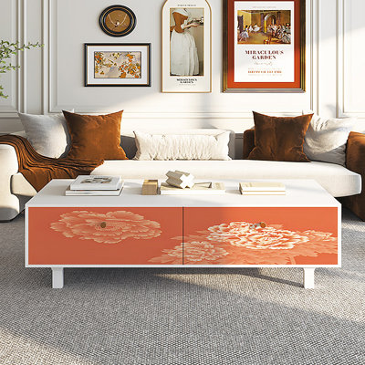 Table basse à motif vintage français peint