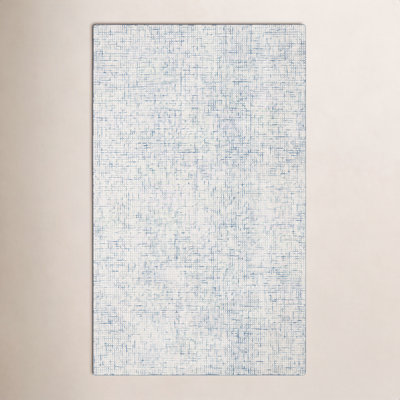 Rowe Ivory Blue Hand-Tufted Striped Rug