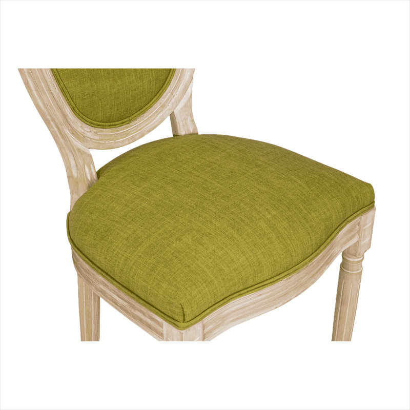 Ensemble de 2 chaises d'appoint rembourrées en mélange de coton avec cadres en bois massif, sièges de salle à manger vert classique pour la cuisine, le salon ou le restaurant, style champêtre
