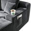 Chaise longue 67 po en velours côtelé avec porte-gobelets et poche latérale, ressorts ensachés et mousse haute résilience