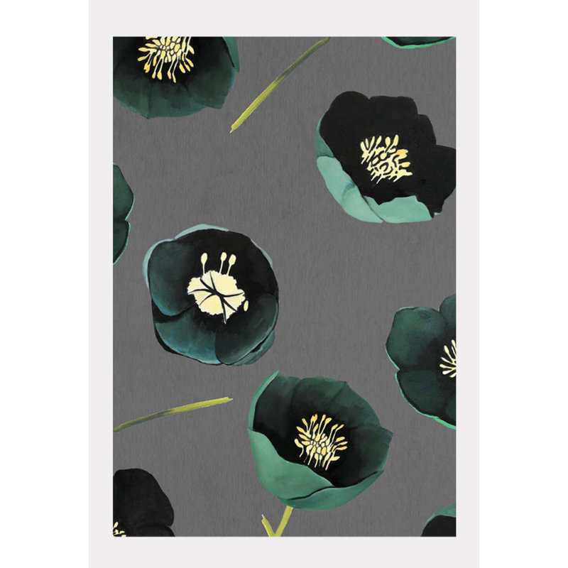 «Green Winter Rose on Charcoal» par Jessica Hollander - impression sans cadre, H 22 po x l 17 po x P 0,1 po