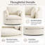 Fauteuil demi-tonneau pivotant en velours beige de 42,5 pouces avec trois coussins moelleux et coussin amovible