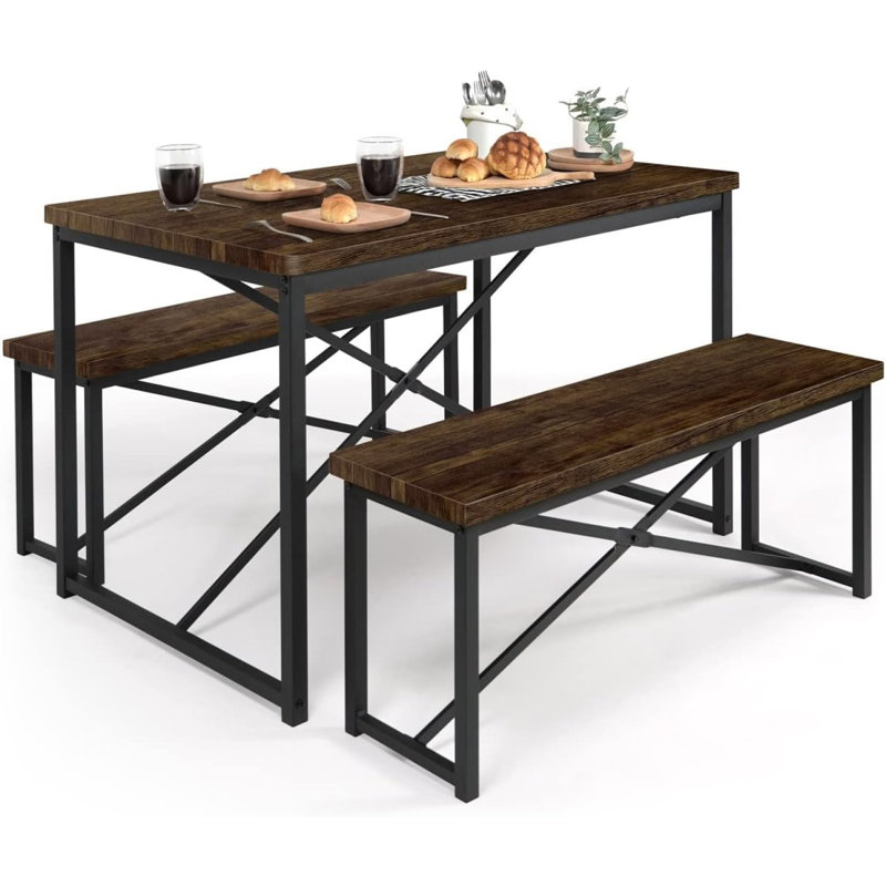 Ensemble de table de salle à manger 3 pièces pour 4 bancs