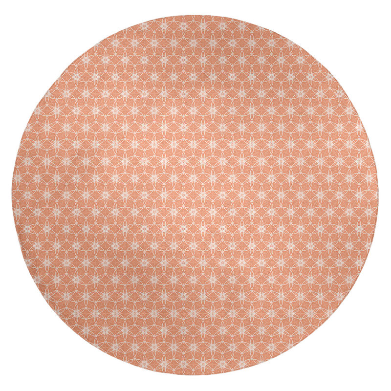 Tapis zone orange ornée cercles, Rond 5 pi