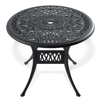 Mobilier de patio 3 - Fonte d'aluminium avec coussins, noir, résistant aux intempéries, ergonomique pour le confort extérieur 2 - Coussins et chaises