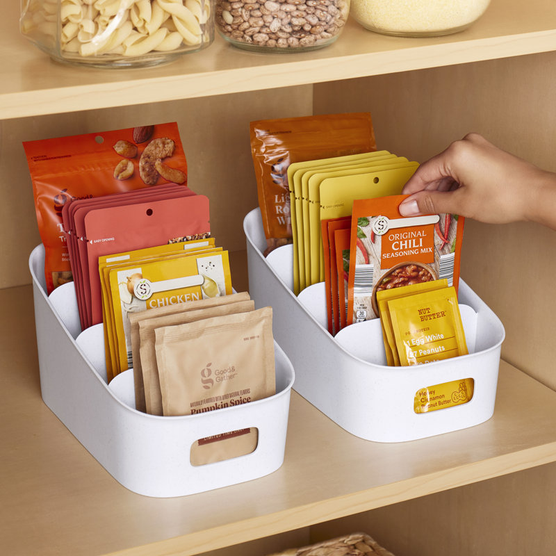 White BPA-Free 4-Tier Kitchen Packet Organizer Bin