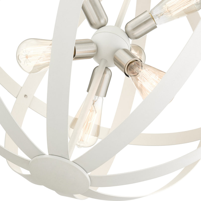 Eda 6 - Light Dimmable Globe Chandelier, Textured White