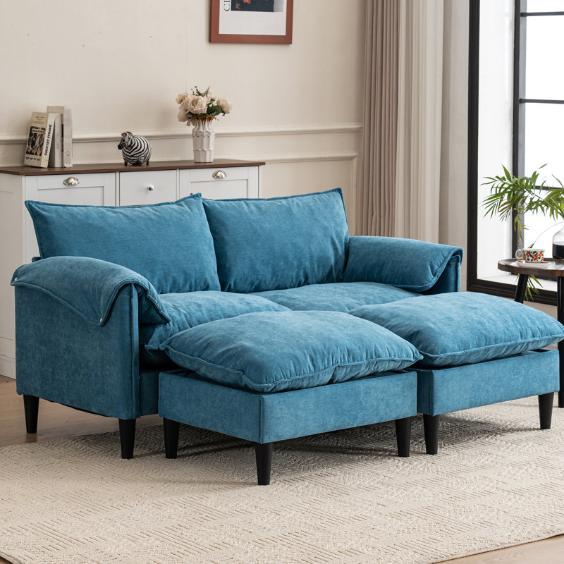 En forme de U 3 avec rangement et, pièce de salon bleue, fabrication en tissu confortable 3, canapé, Bleu