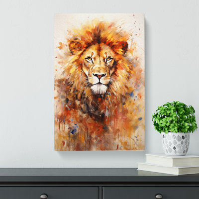 Lion Expressionism Art - Wrapped Canvas