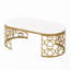 Modern Oval Coffee Table With Cut-Out Pattern Metal Stainless Steel Frame In 47.2"