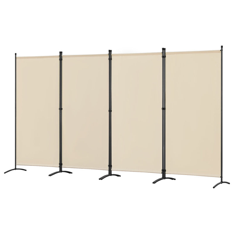 324cm W x 180cm H 4 - Panel Metal Folding Room Divider, Beige