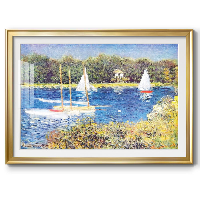 La seine à Argenteuil, 1874, reproduction encadrée avec passe-partout mat et verre, Or, H 15 po x l 21 po x P 1,5 po