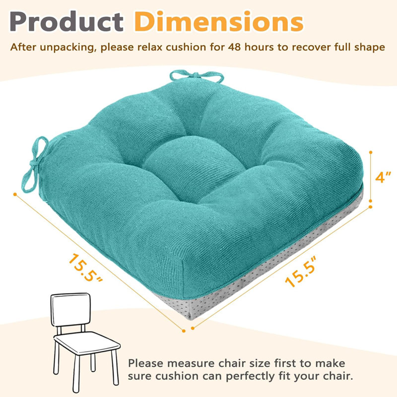 Set Of 4 Dining Chair Cushions Aqua Green