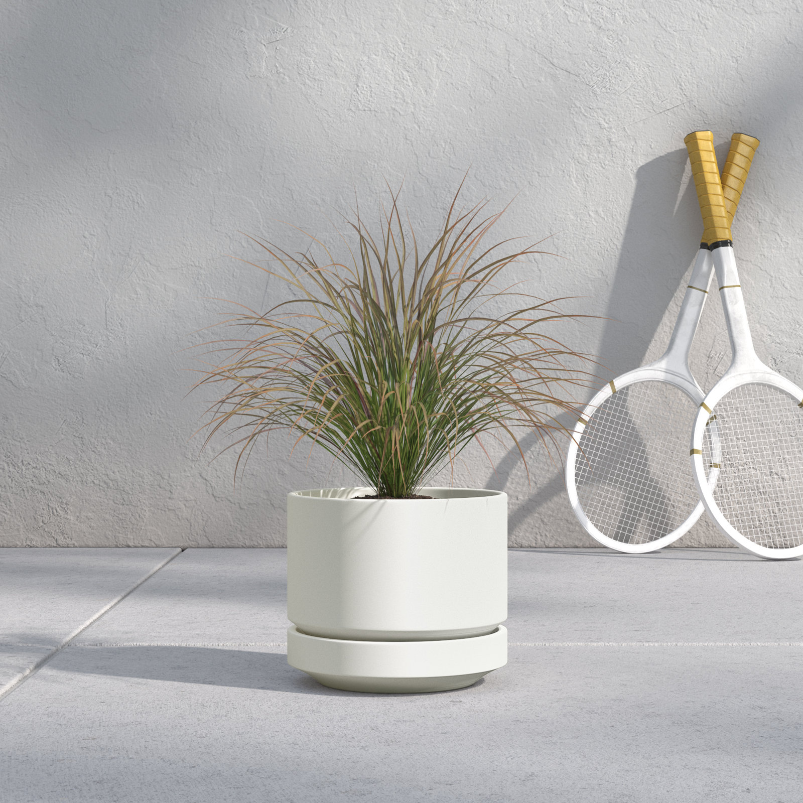 Byer 10" Ceramic Pot Planter, White, 9.25" H x 10.25" W x 10.25" D