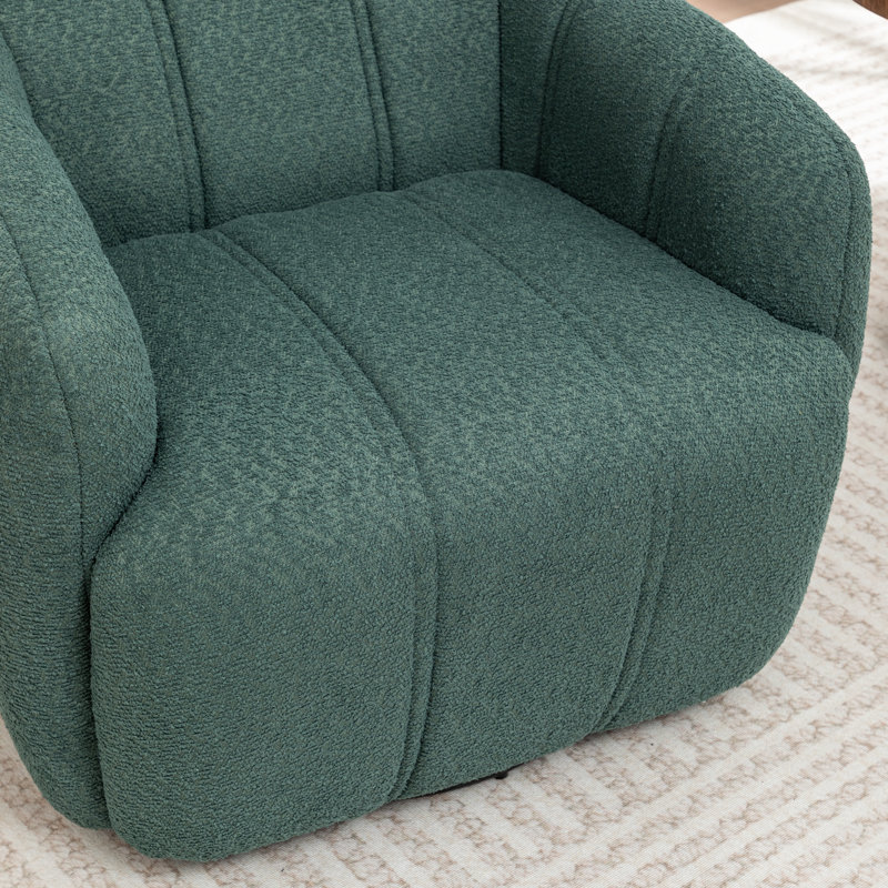 Ashyiah 32'' Wide Swivel Chair With Round Metal Base, Green