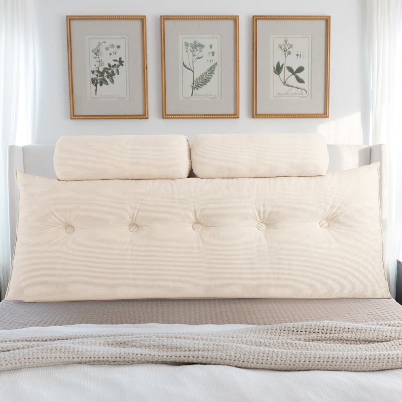 Coussin Relvet, H 19,7 po x l 59 po, Beige