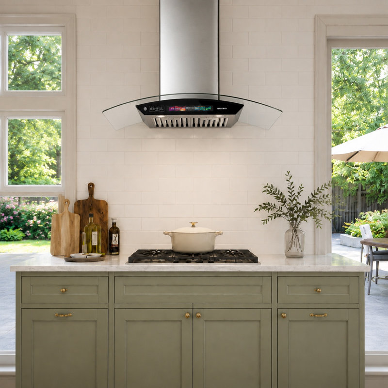 30" Ducted Wall Mount Range Hood 900 CFM with Voice/Gesture/Touch Control, 4-Speed Quiet Motor, Adjustable Chimney (19.6–39"), Dishwasher-Safe Stainless Steel Filters & Modern Tempered Glass Panel