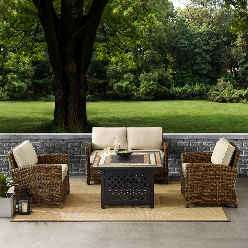 4 - Person Patio Conversation Set with Cushions, Sand