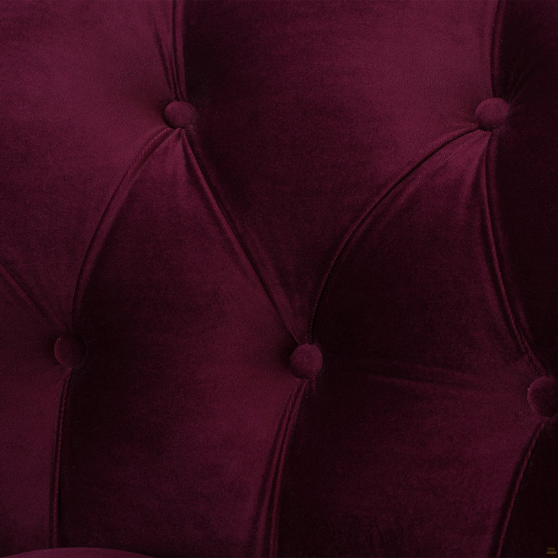 Fauteuil d'appoint capitonné, velours bourgogne, Bourgogne
