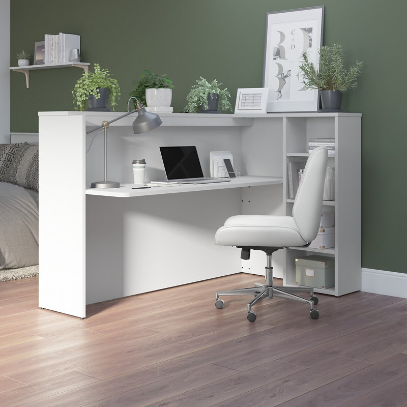 Bureau de réception avec tablettes Bush C, 72 W, Blanc