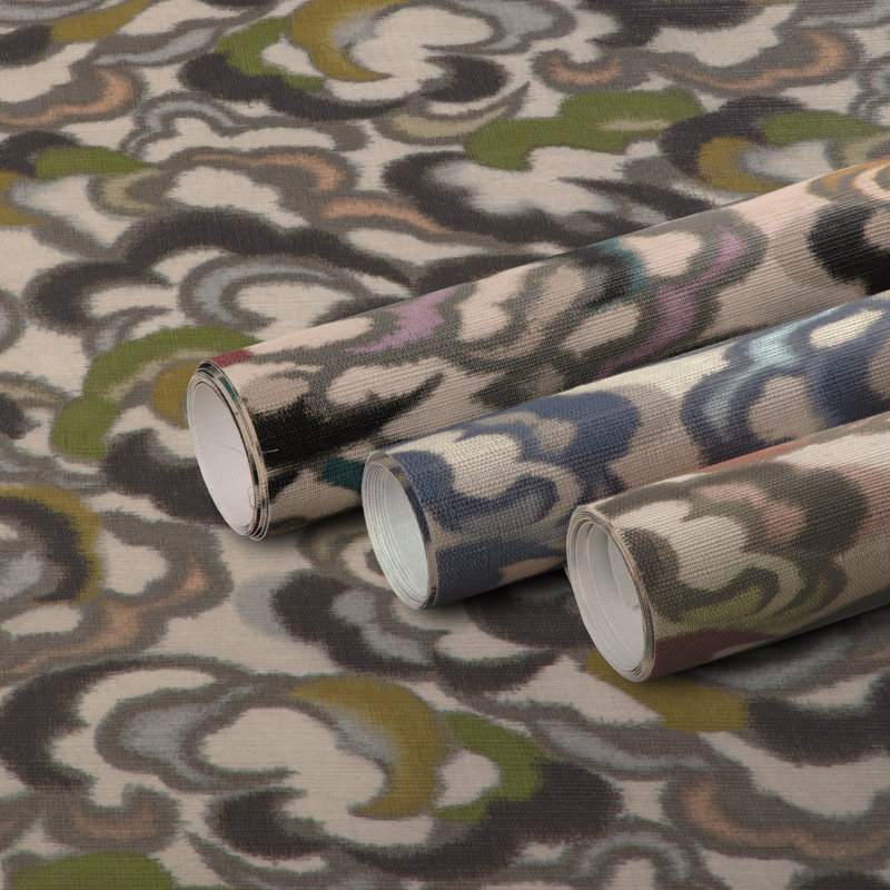 Celeste Stratus Abstract Cellulose Blend Roll, Green/Clay