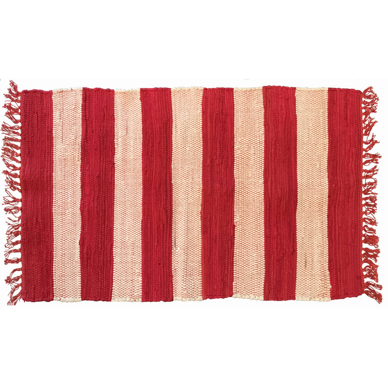 Tapis zone rayée en rouge Bruno