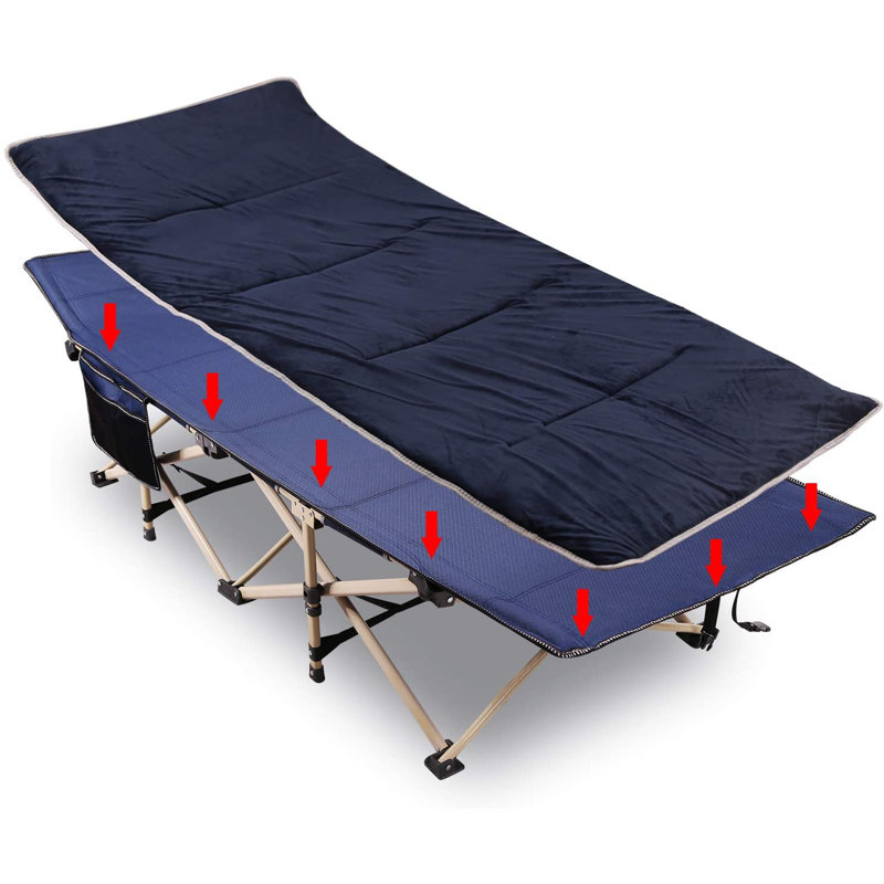Lit de camp pliable avec matelas pour lit de camp pliable avec sac de transport, Bleu